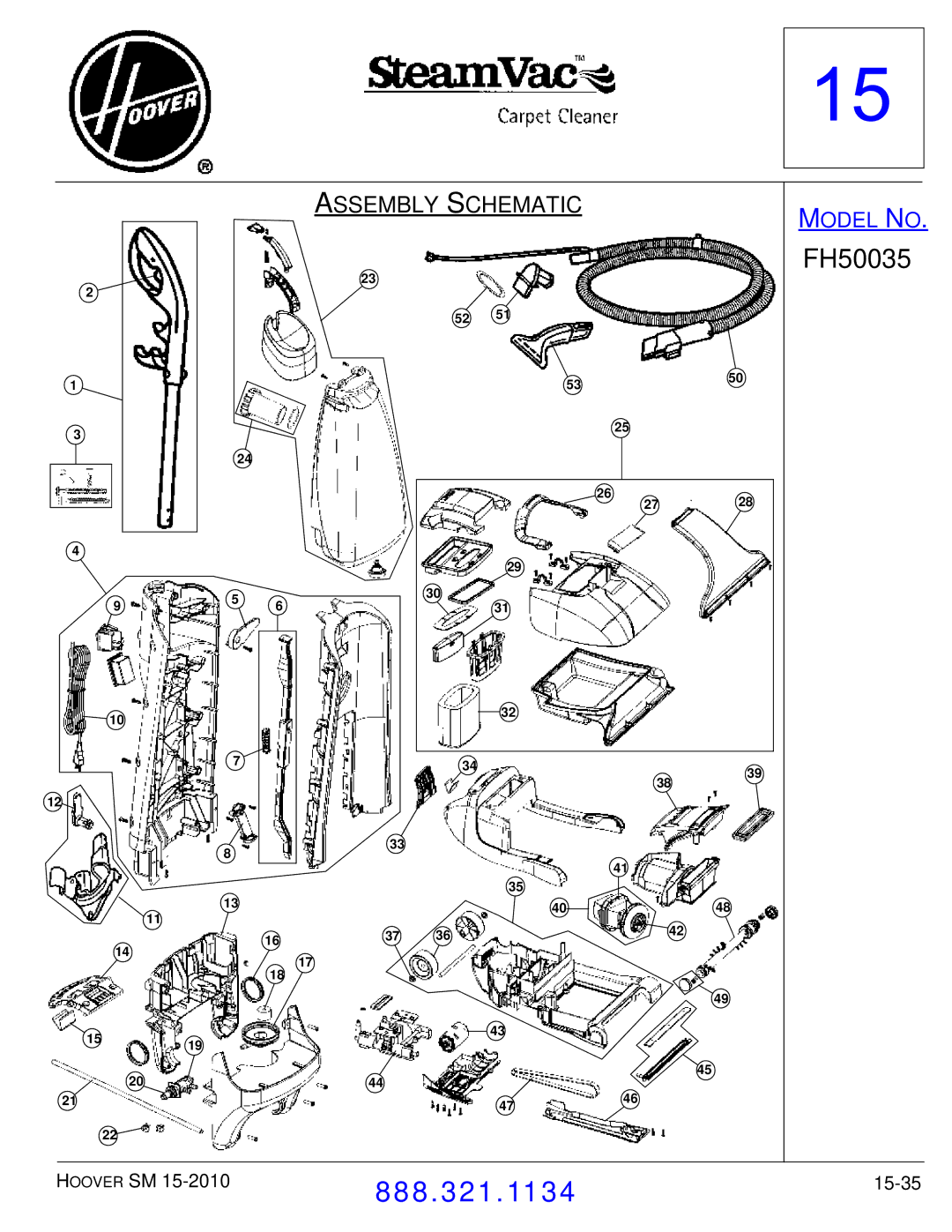 Hoover F7412900 manual FH50035 