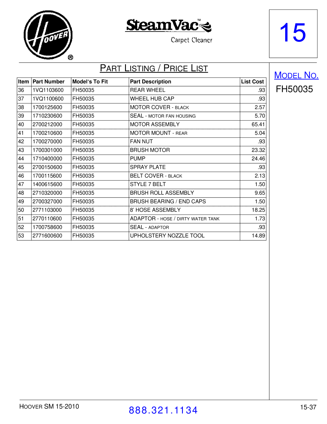 Hoover F7412900 manual 15-37 