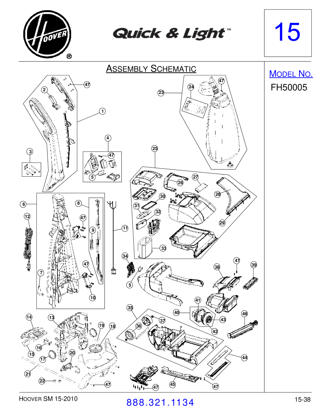 Hoover F7412900 manual FH50005 