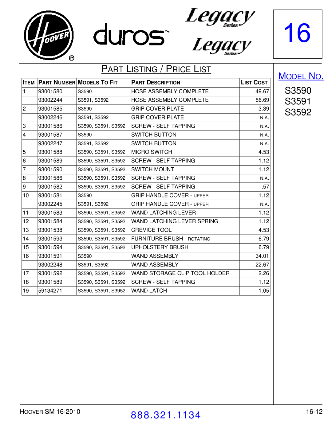 Hoover F7412900 manual 16-12 