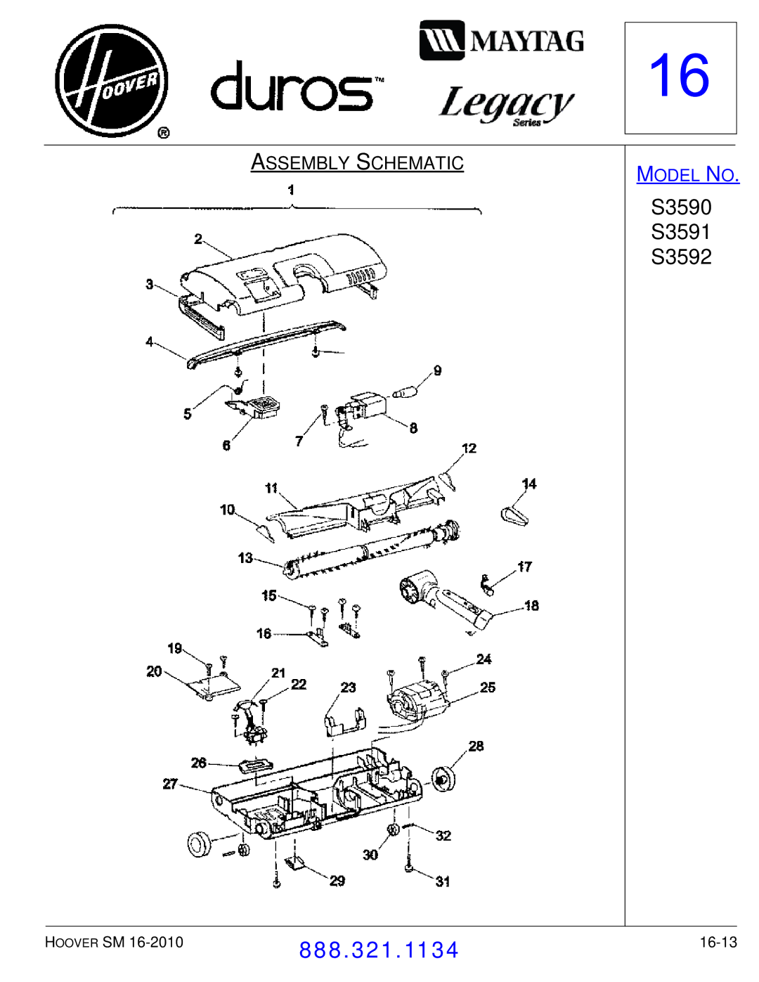 Hoover F7412900 manual 16-13 