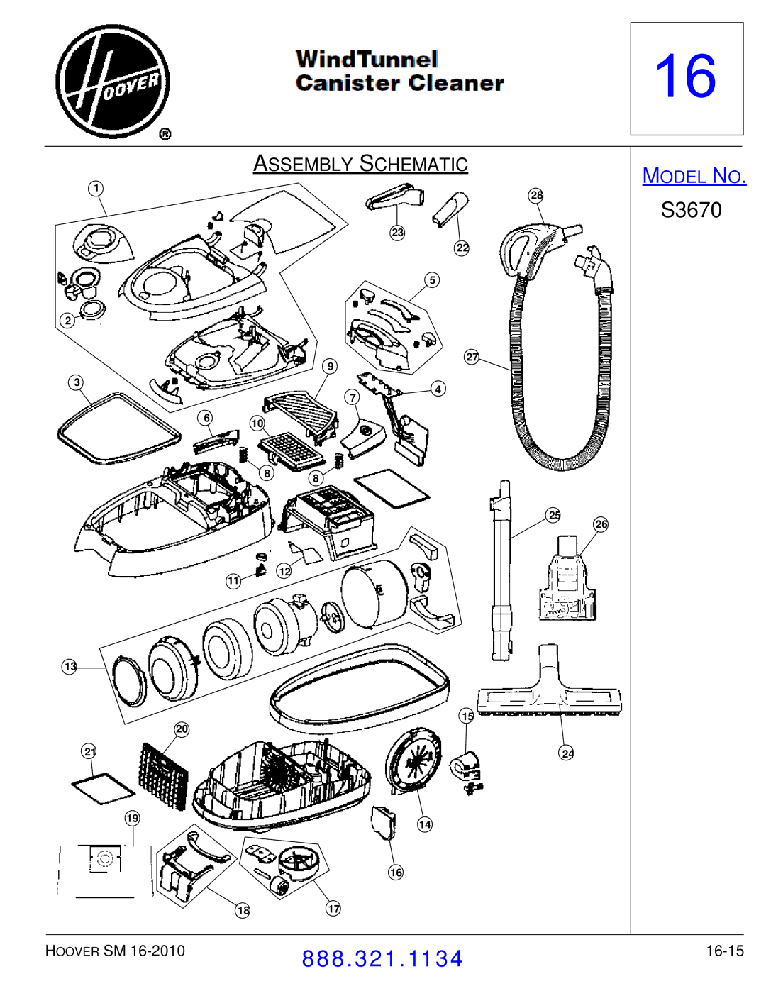 Hoover F7412900 manual 16-15 