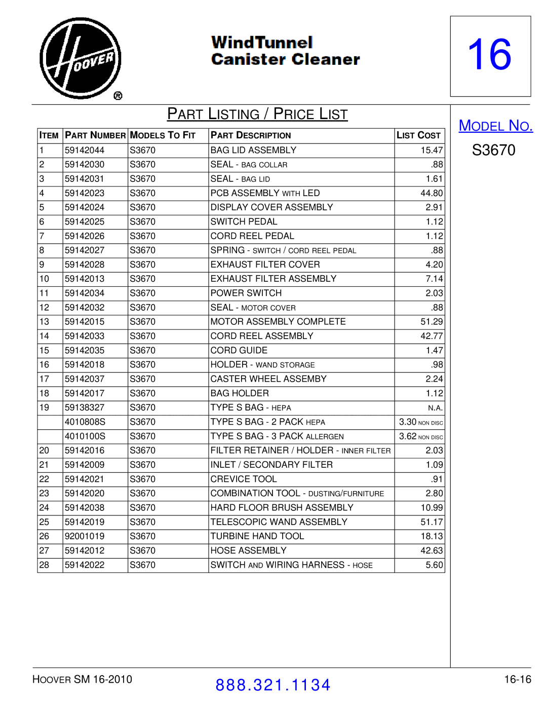 Hoover F7412900 manual 16-16 