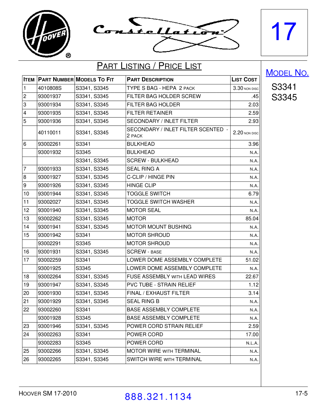 Hoover F7412900 manual 17-5 