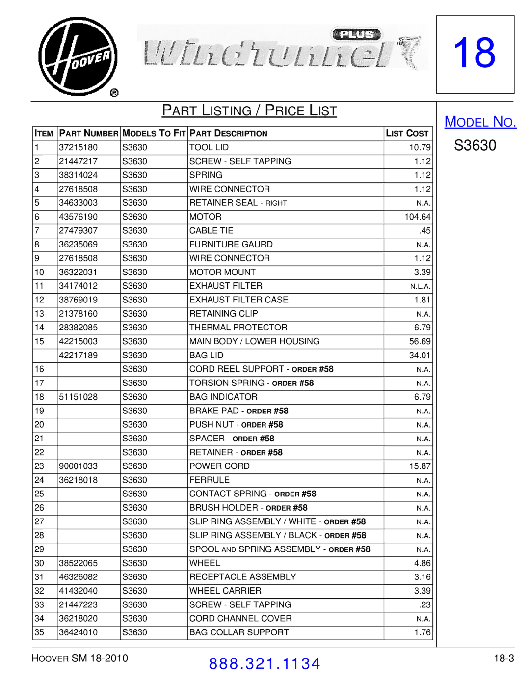 Hoover F7412900 manual 18-3 