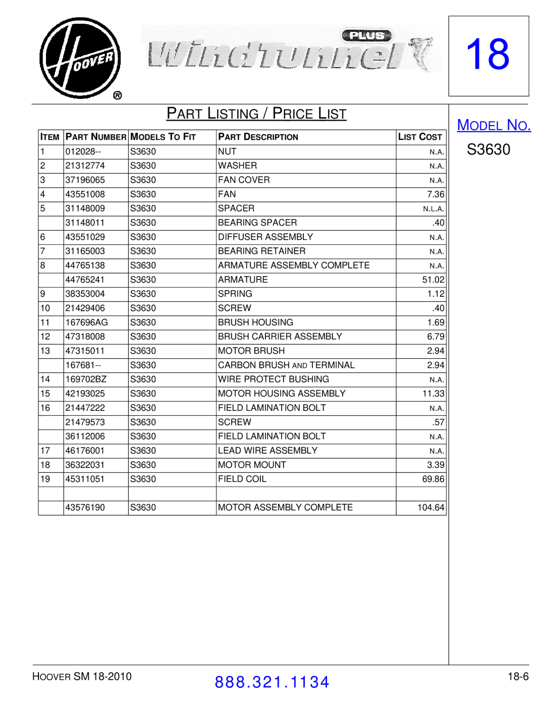 Hoover F7412900 manual 18-6 