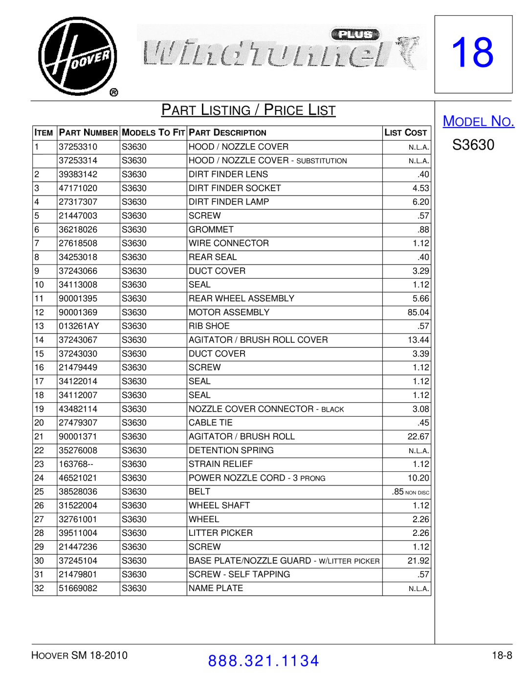 Hoover F7412900 manual 18-8 