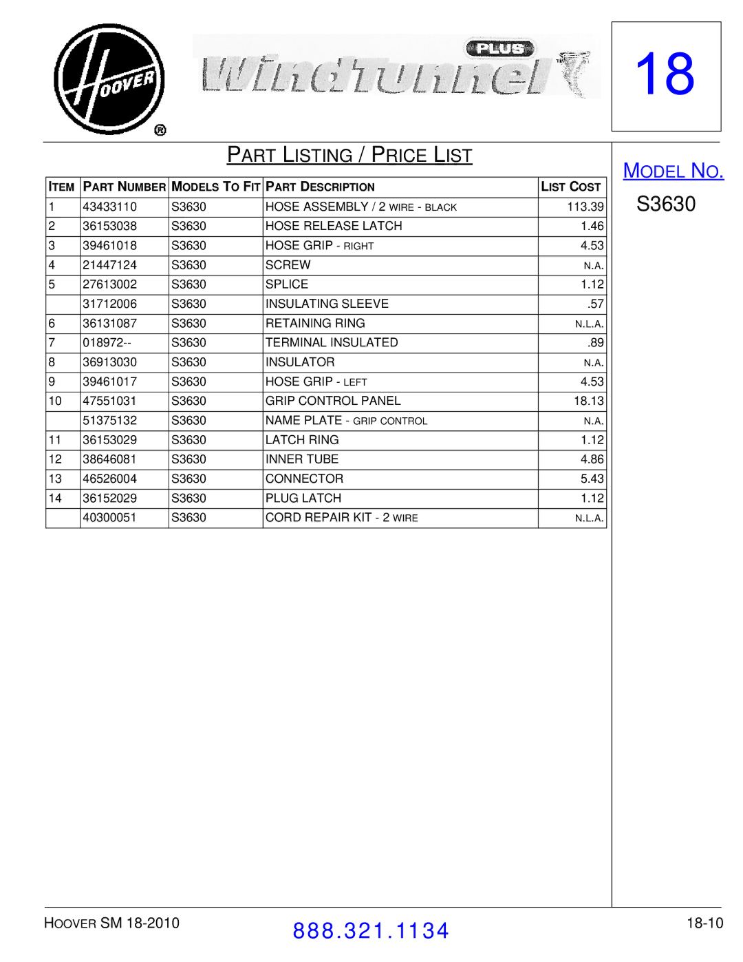 Hoover F7412900 manual 18-10 