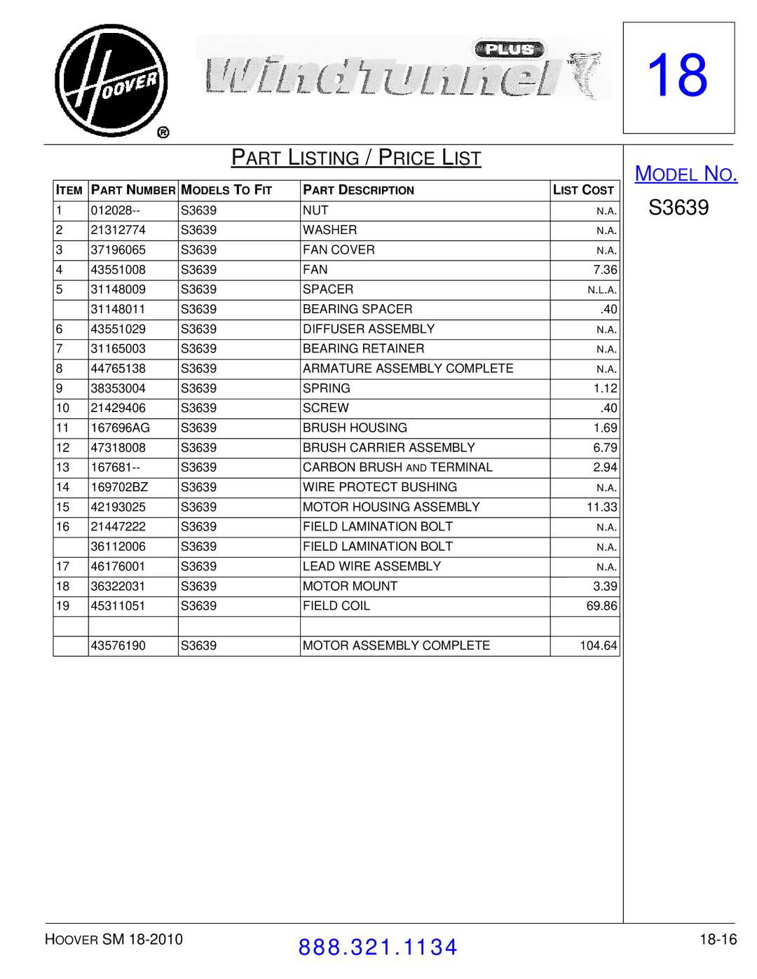 Hoover F7412900 manual 18-16 