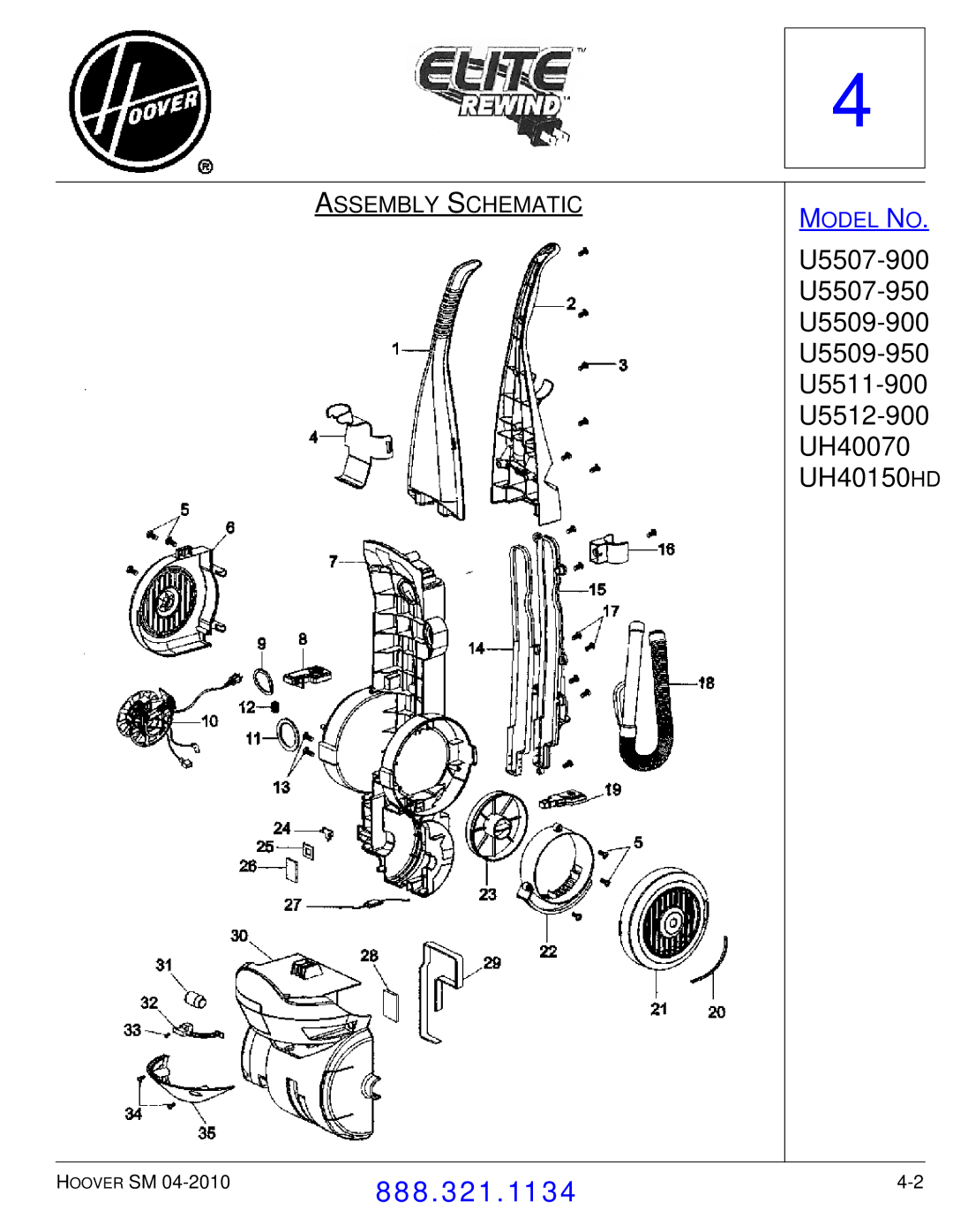 Hoover F7412900 manual Assembly Schematic 