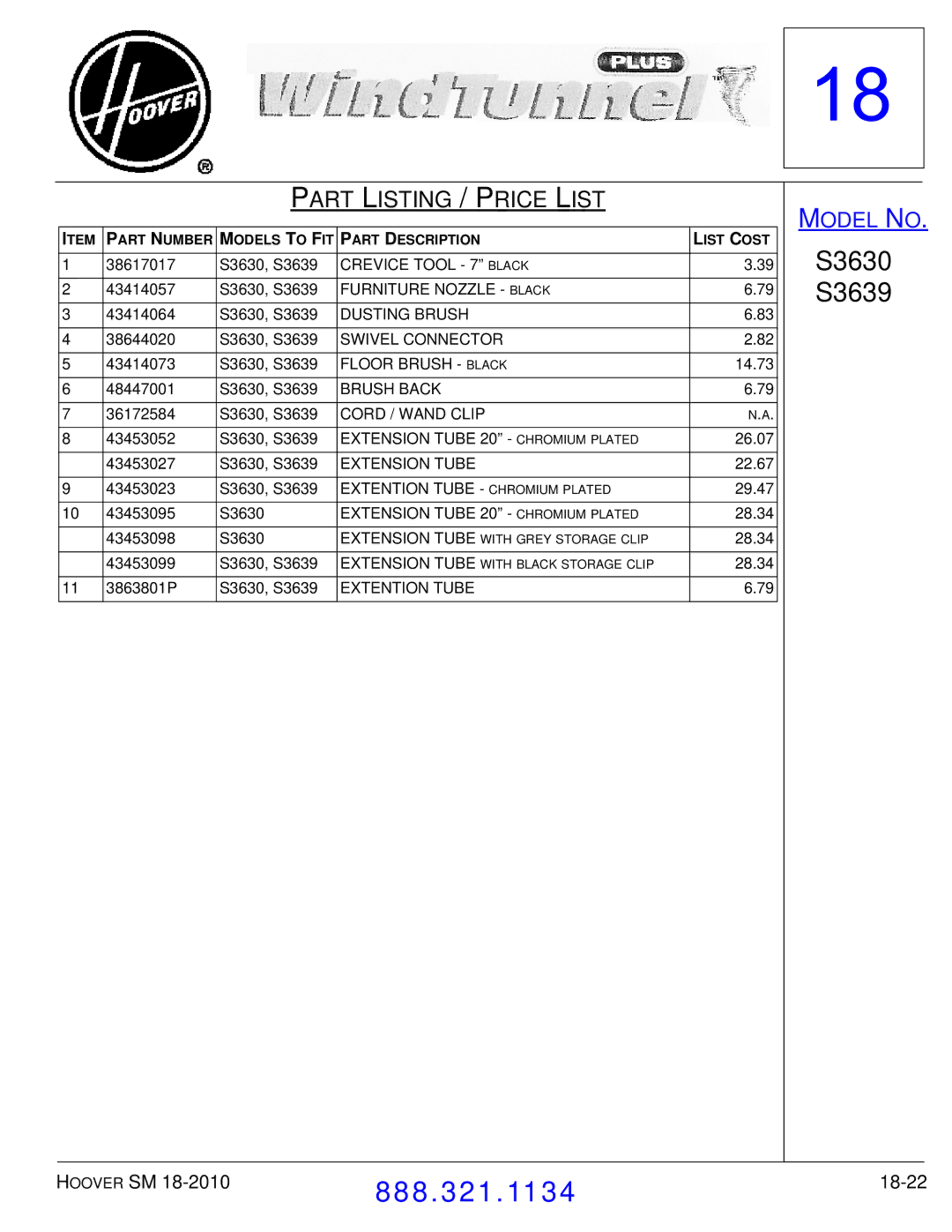 Hoover F7412900 manual 18-22 