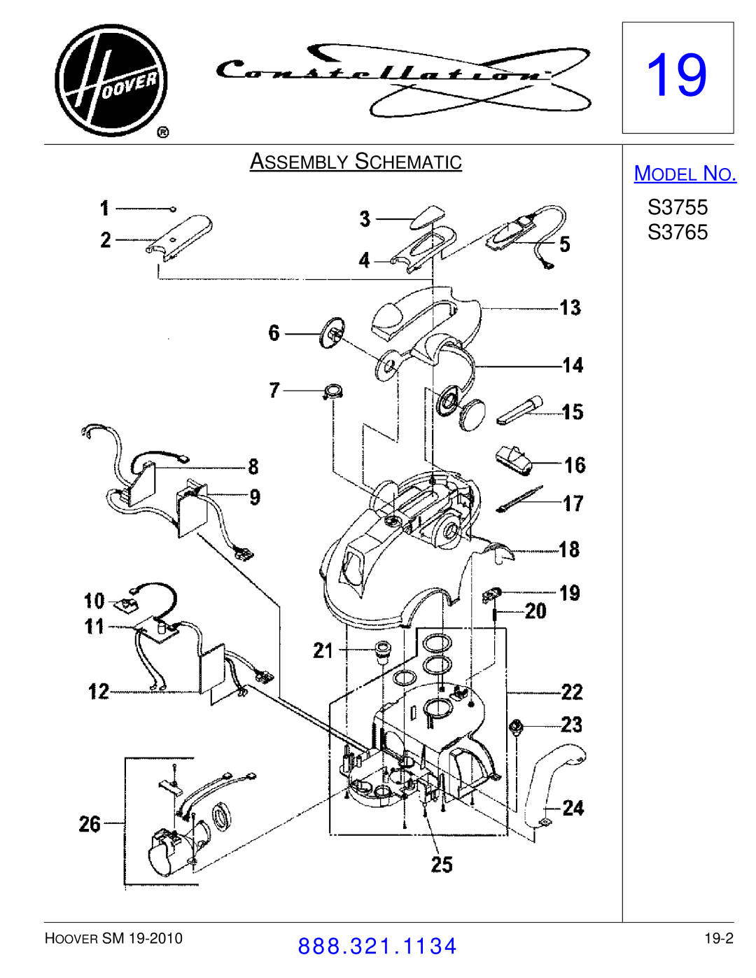 Hoover F7412900 manual S3755 S3765 