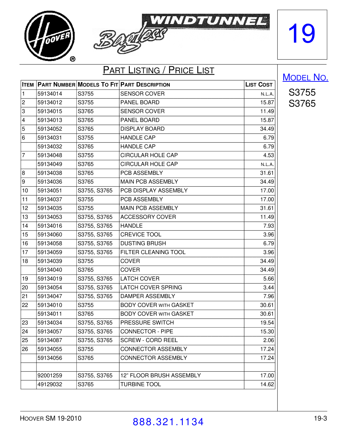 Hoover F7412900 manual 19-3 