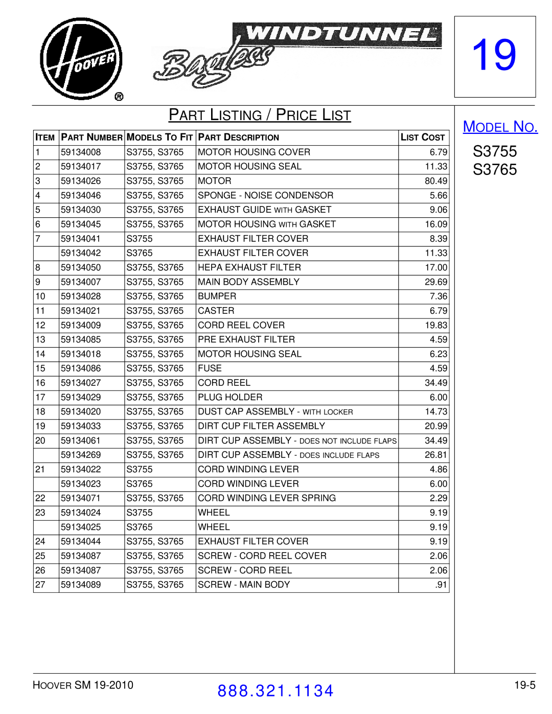 Hoover F7412900 manual 19-5 