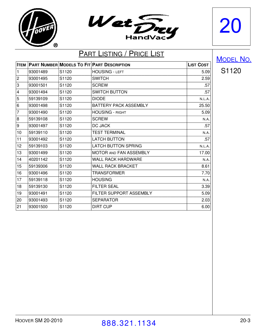 Hoover F7412900 manual 20-3 