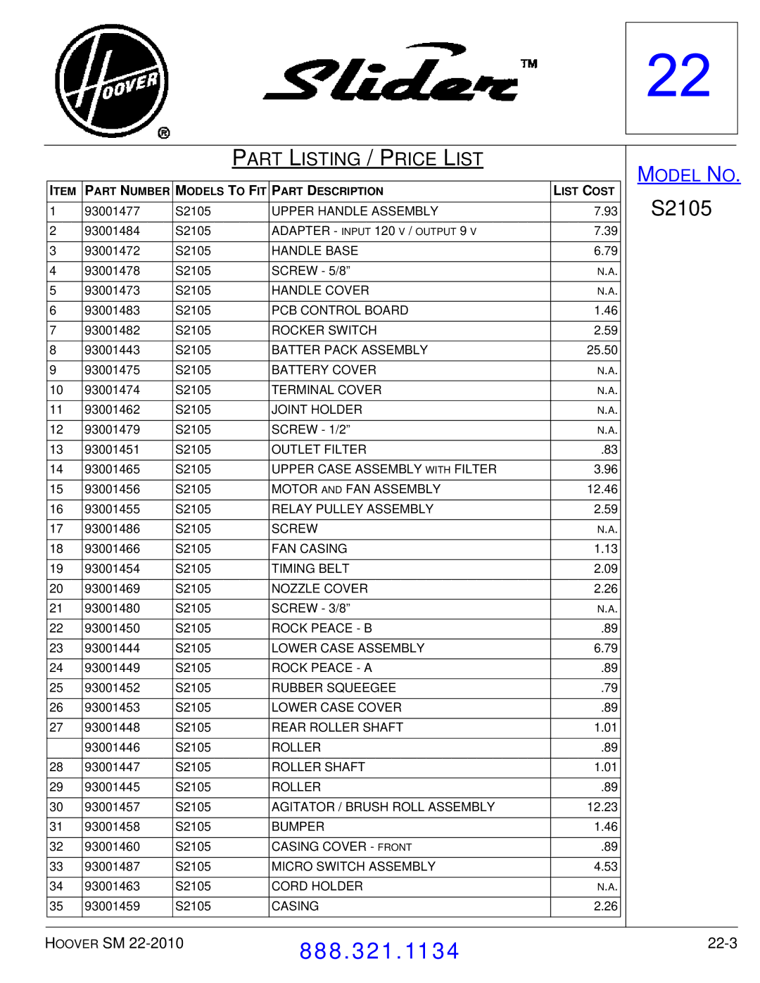 Hoover F7412900 manual 22-3 