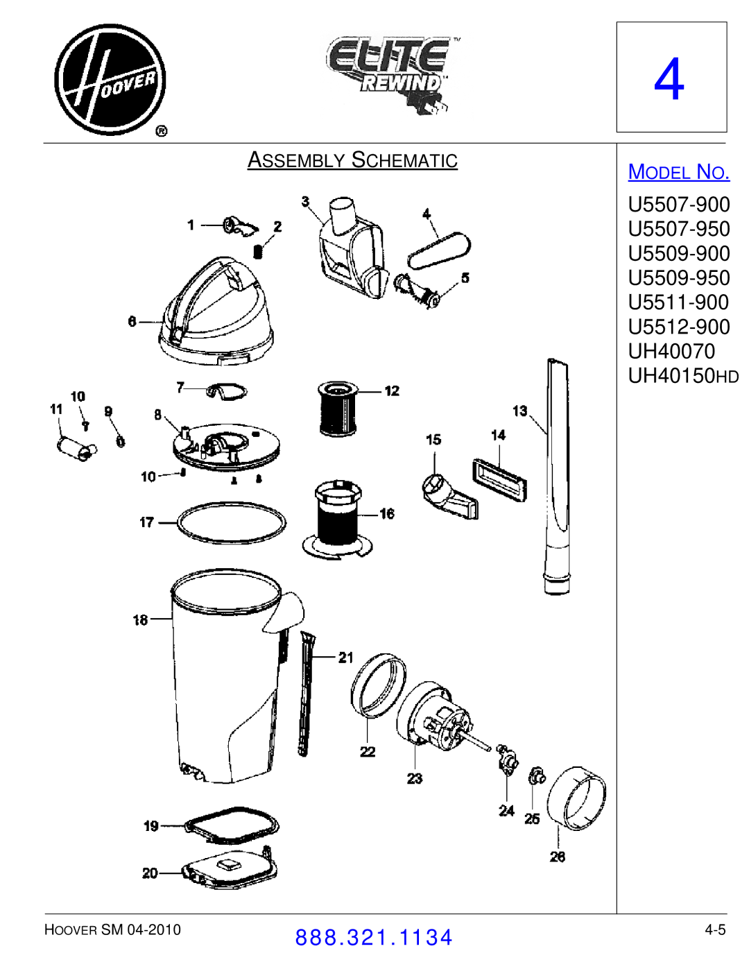 Hoover F7412900 manual Assembly Schematic 