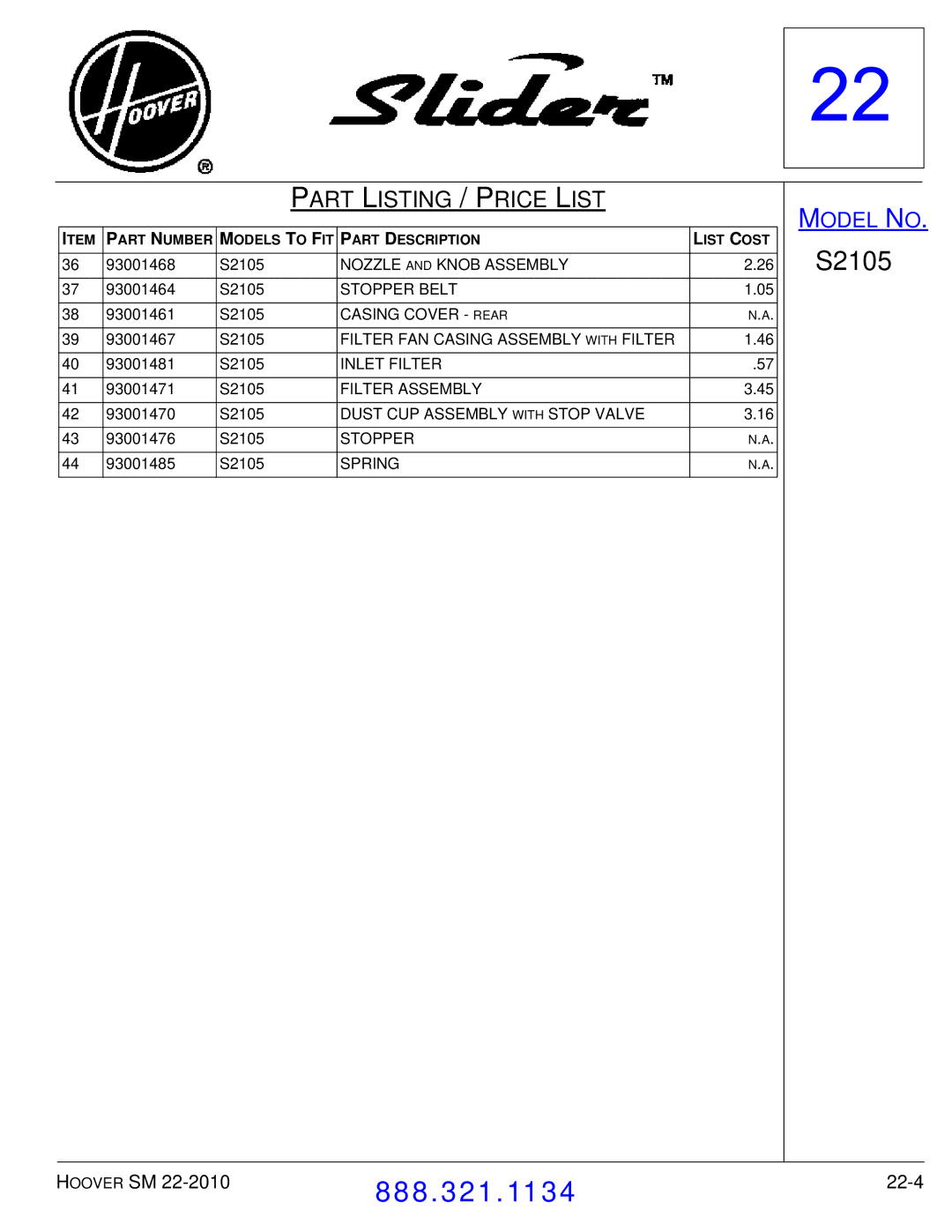 Hoover F7412900 manual 22-4 