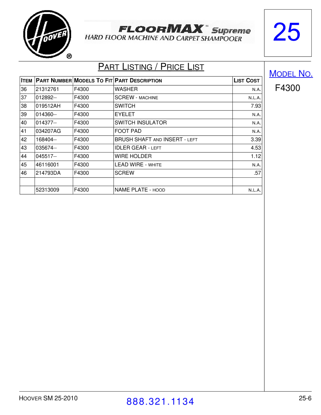 Hoover F7412900 manual 25-6 