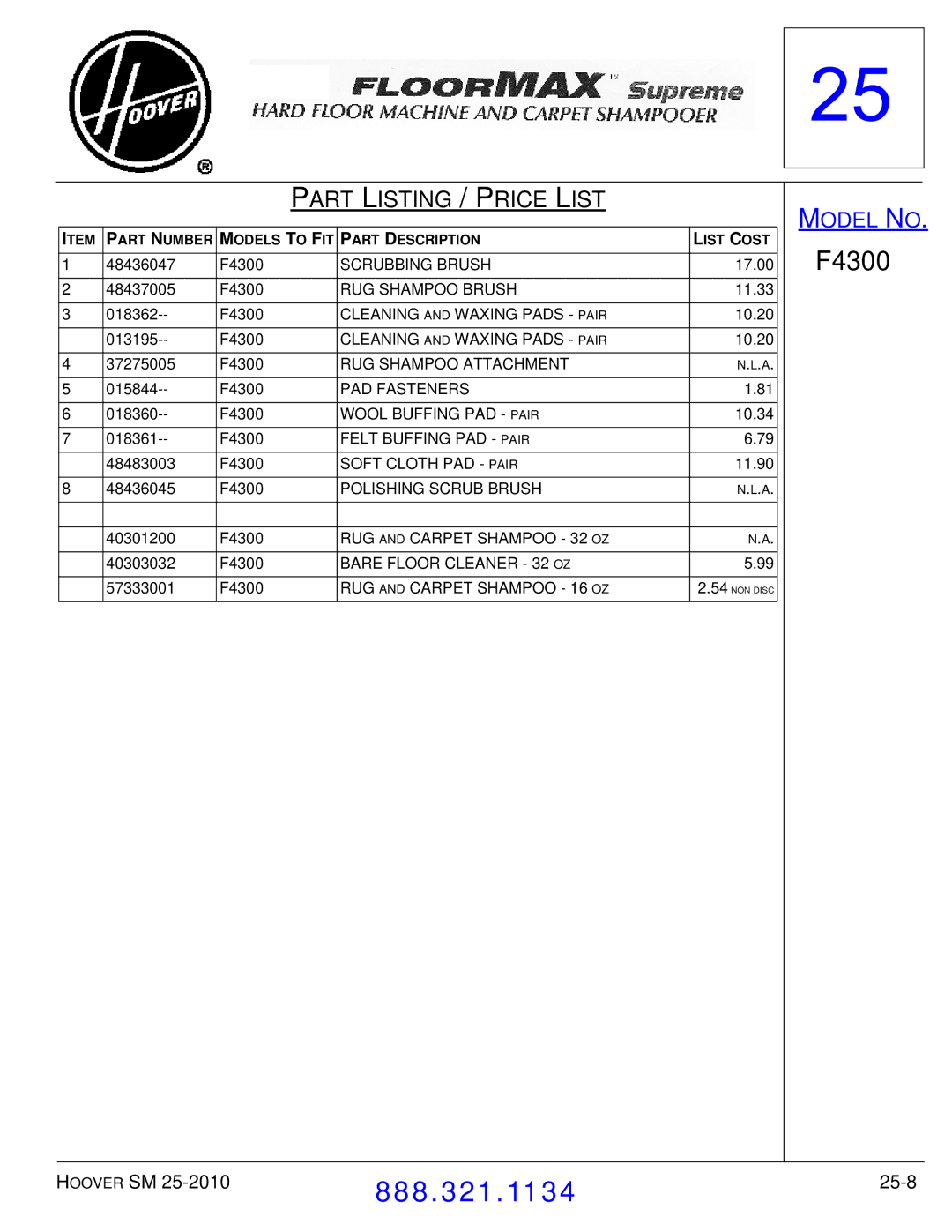 Hoover F7412900 manual 25-8 