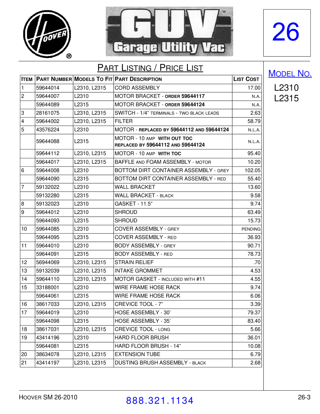 Hoover F7412900 manual 26-3 