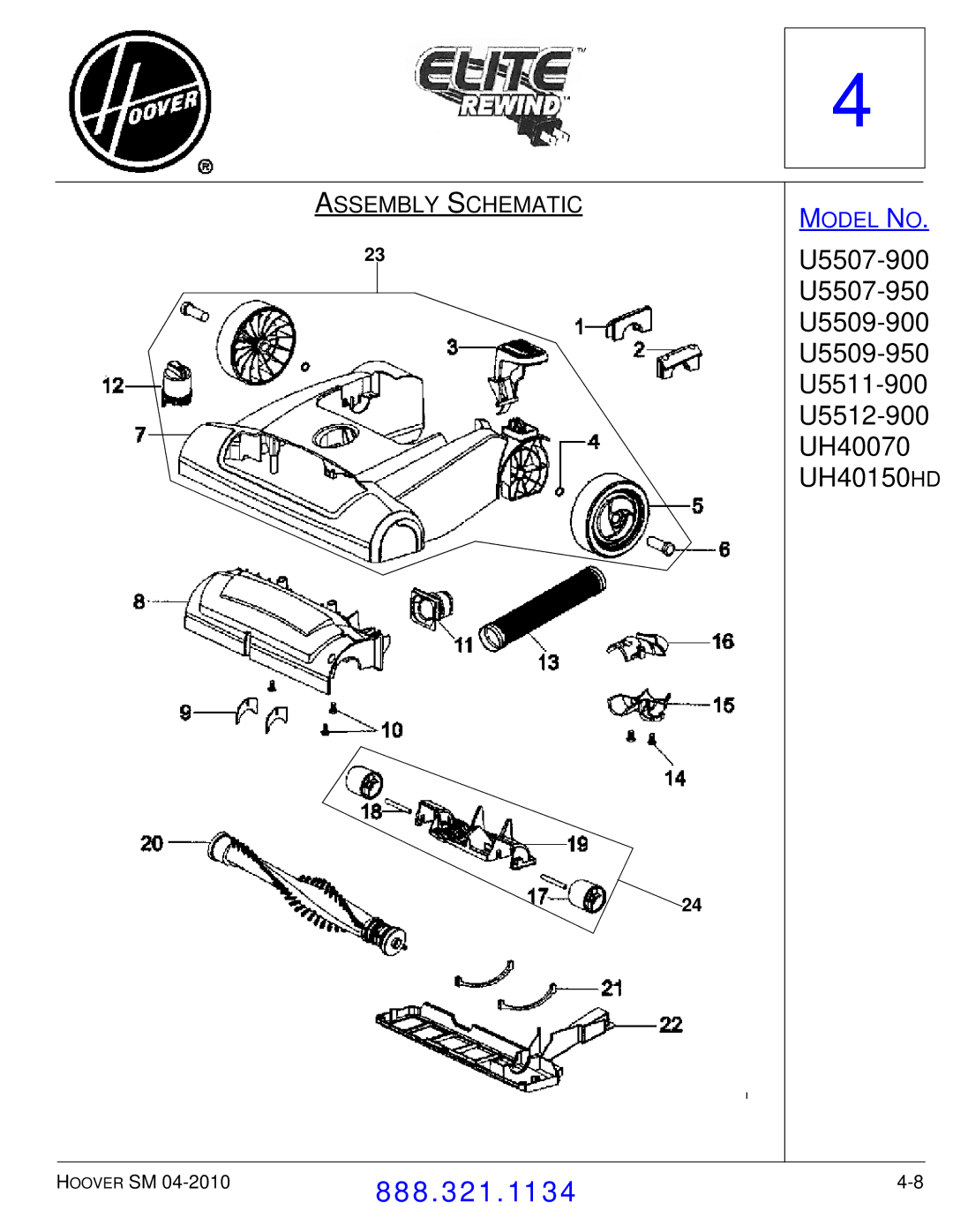 Hoover F7412900 manual Assembly Schematic 