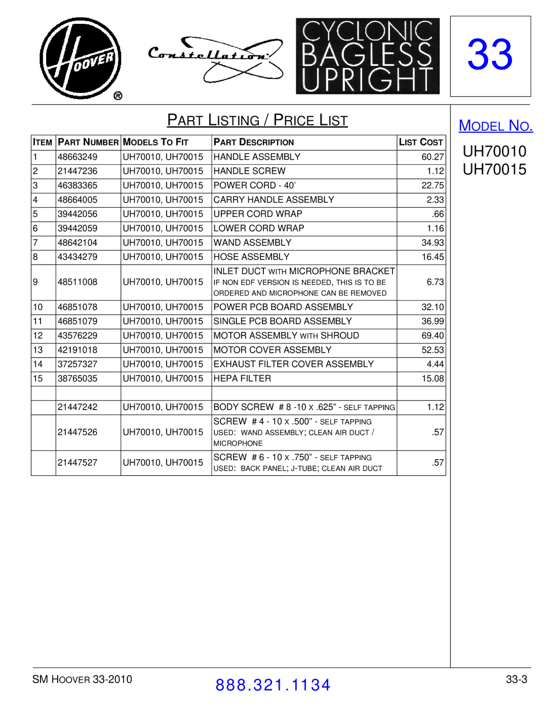 Hoover F7412900 manual 33-3 