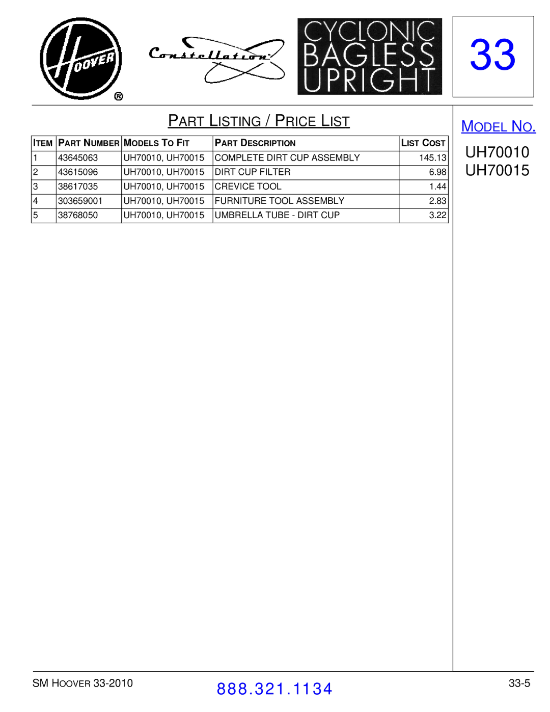 Hoover F7412900 manual 33-5 