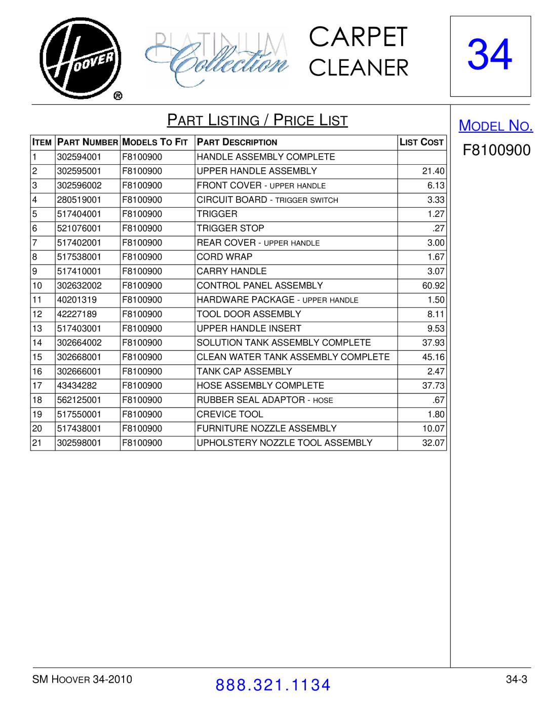 Hoover F7412900 manual 34-3 