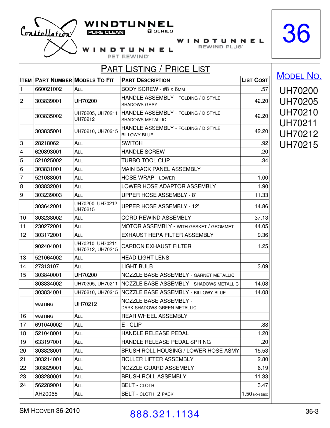 Hoover F7412900 manual 36-3 