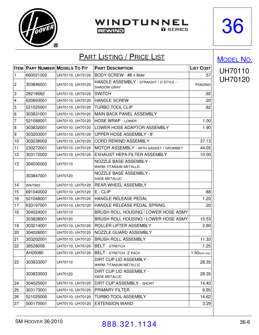 Hoover F7412900 manual 36-6 