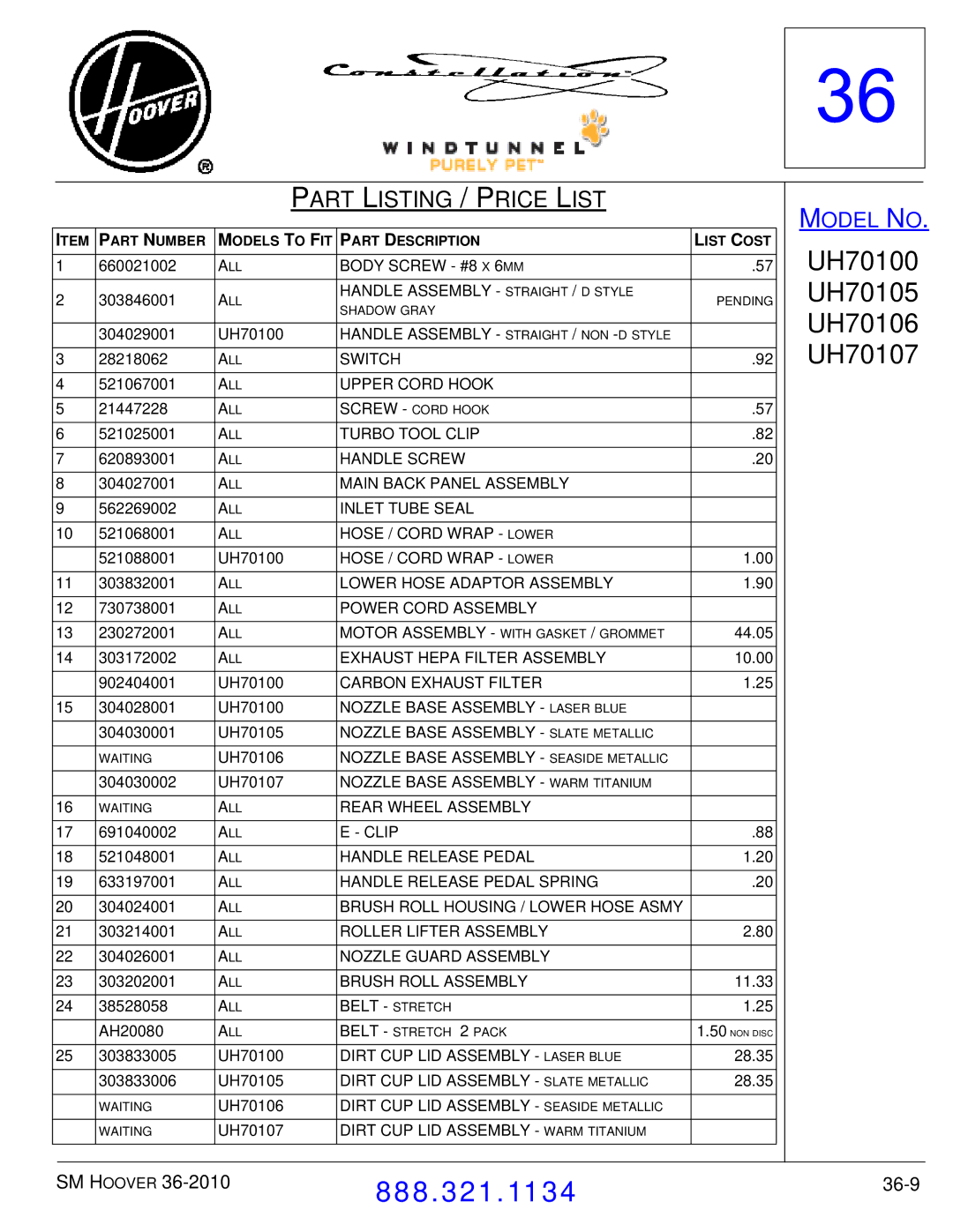 Hoover F7412900 manual 36-9 