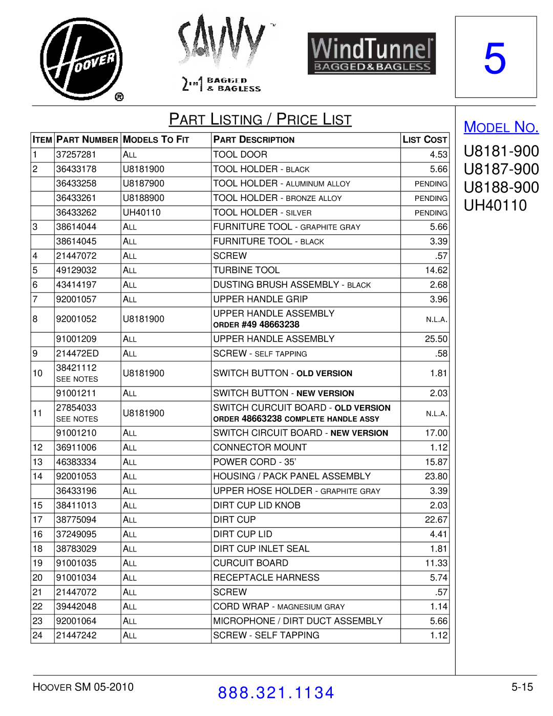 Hoover F7412900 manual Order #49 