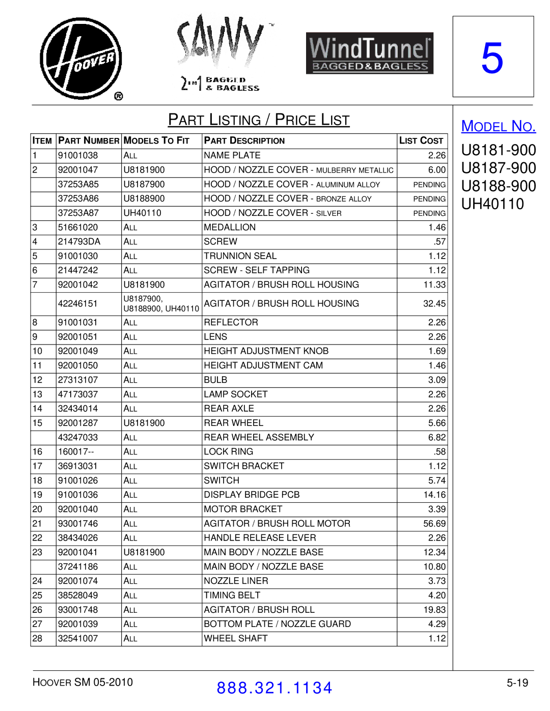 Hoover F7412900 manual 91001038 