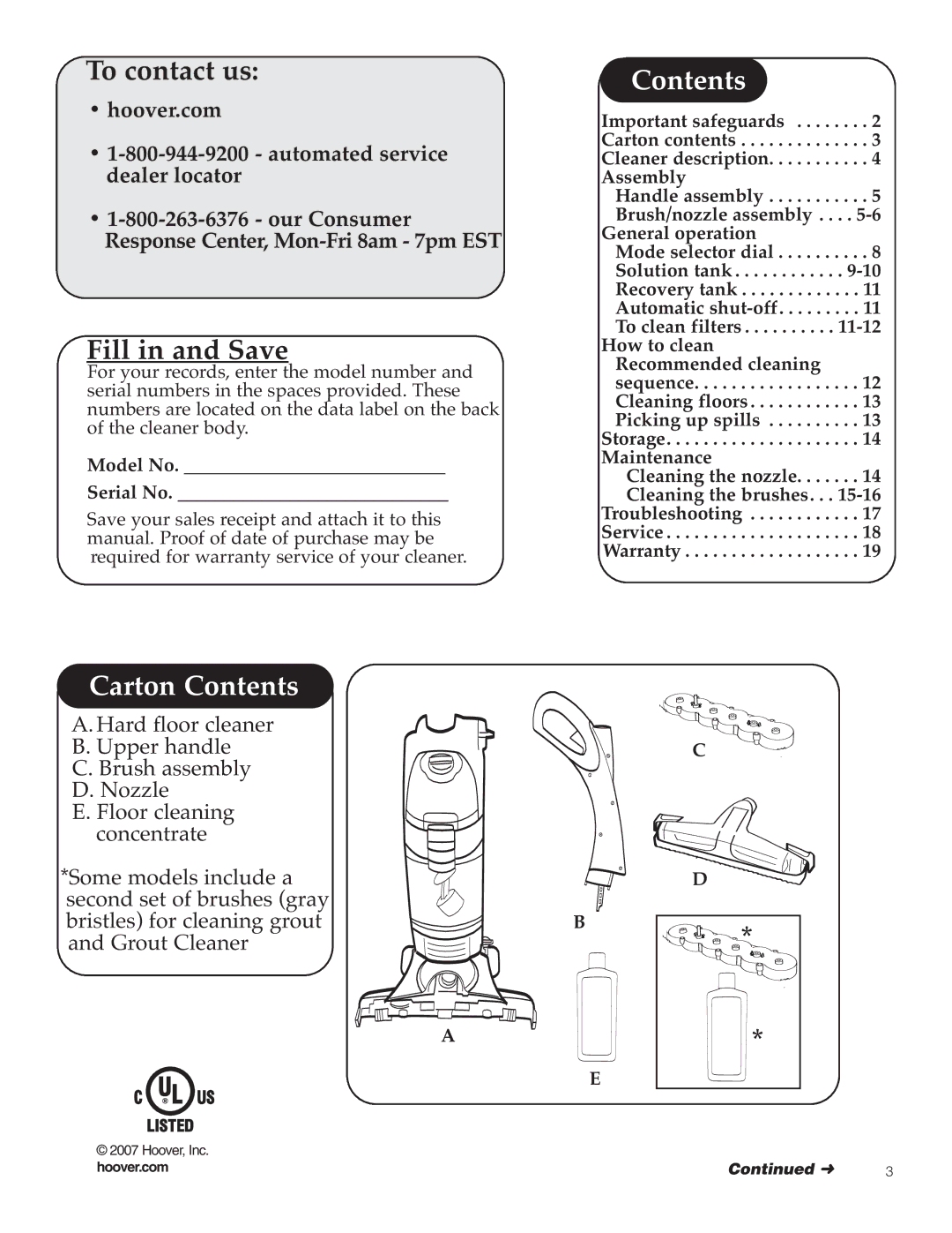 Hoover Floor Mate Spin Scrub Hard Floor Cleaner manual Carton Contents 