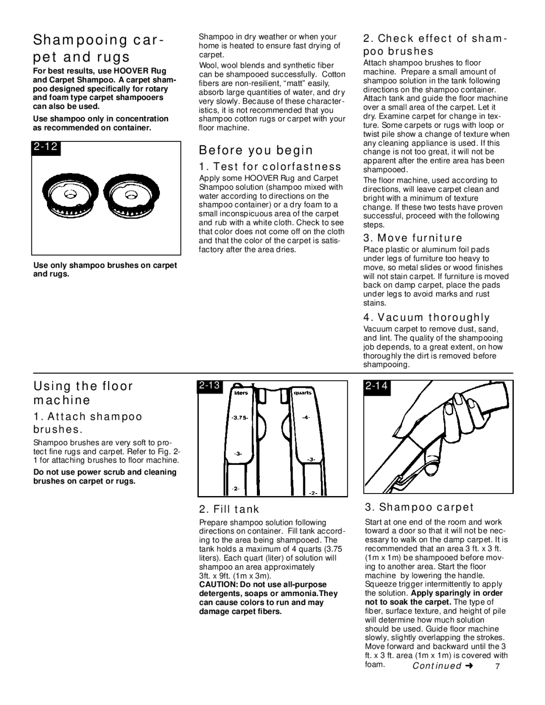 Hoover FloorMAX Supreme owner manual Shampooing car- pet and rugs, Before you begin, Using the floor machine 