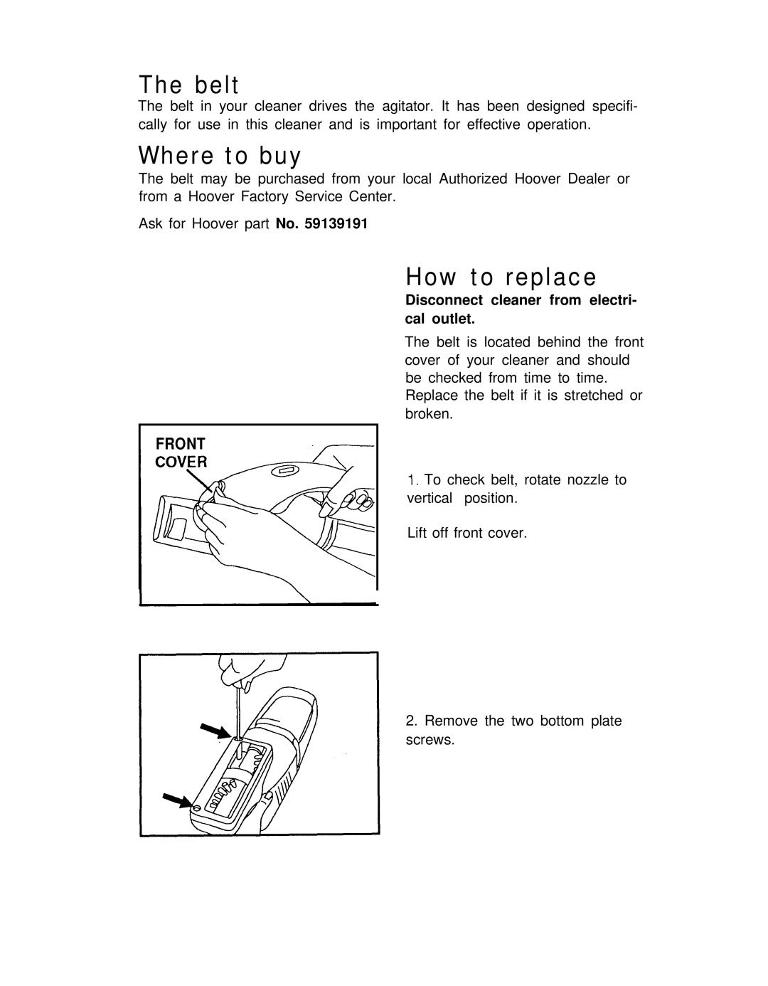 Hoover Hand-held Vacuum Cleaner manual Belt, Where to buy, How to replace 