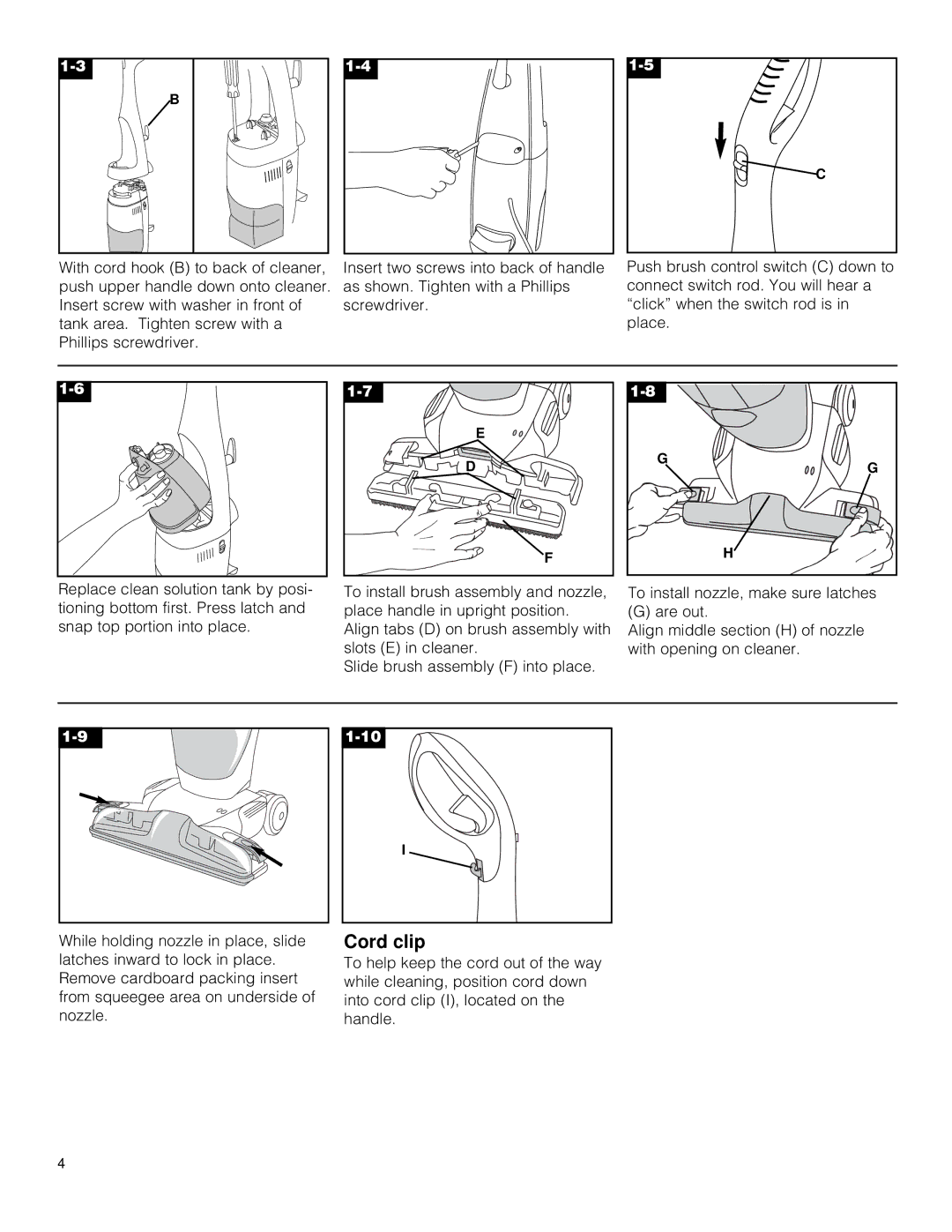 Hoover Hard Floor Cleaner owner manual Cord clip 