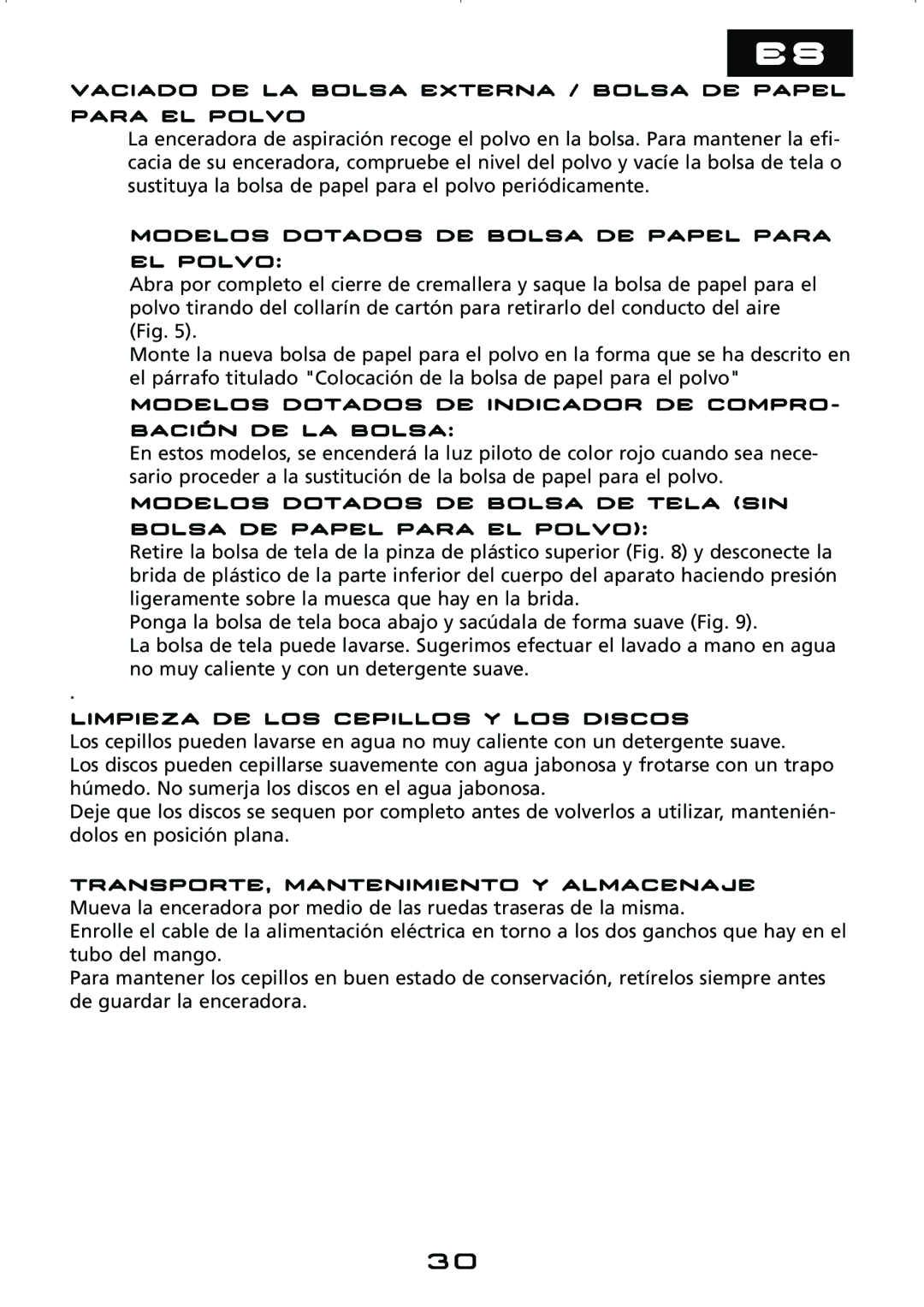 Hoover hard floor polisher manual Vaciado DE LA Bolsa Externa / Bolsa DE Papel Para EL Polvo 