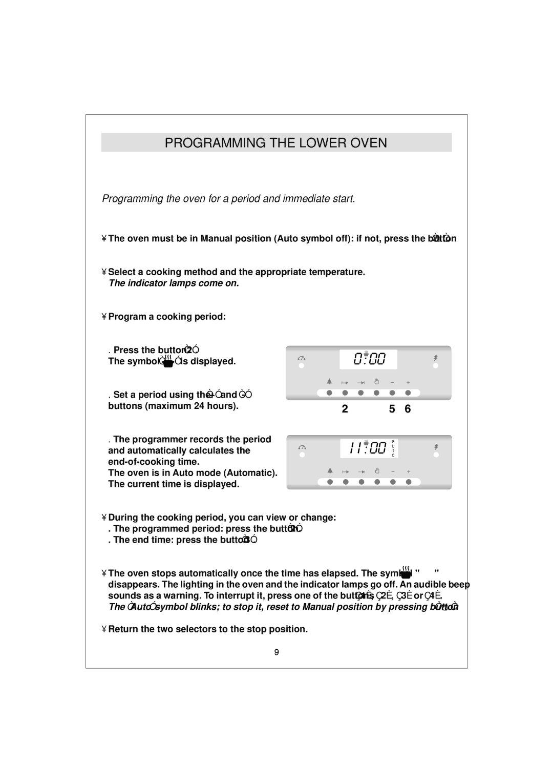 Hoover HDO 885, HDO 889 manual Programming the Lower Oven, Programming the oven for a period and immediate start 