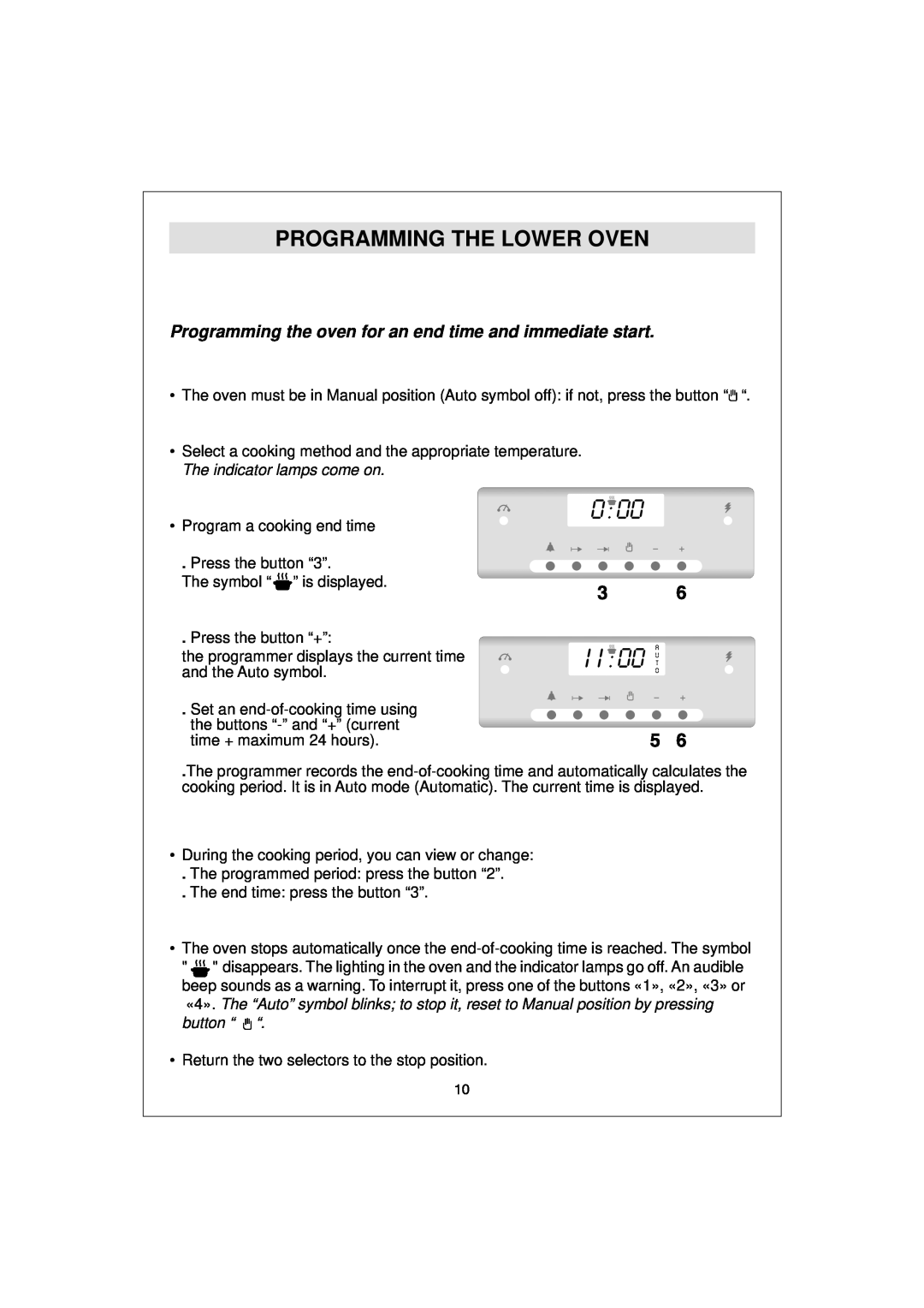 Hoover HDO 889, HDO 885 manual Programming the oven for an end time and immediate start, Programming The Lower Oven 