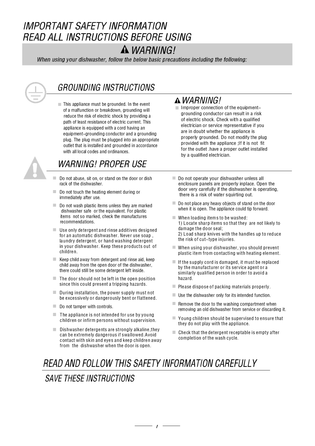 Hoover HEDS 988 manual „ Do not tamper with controls 