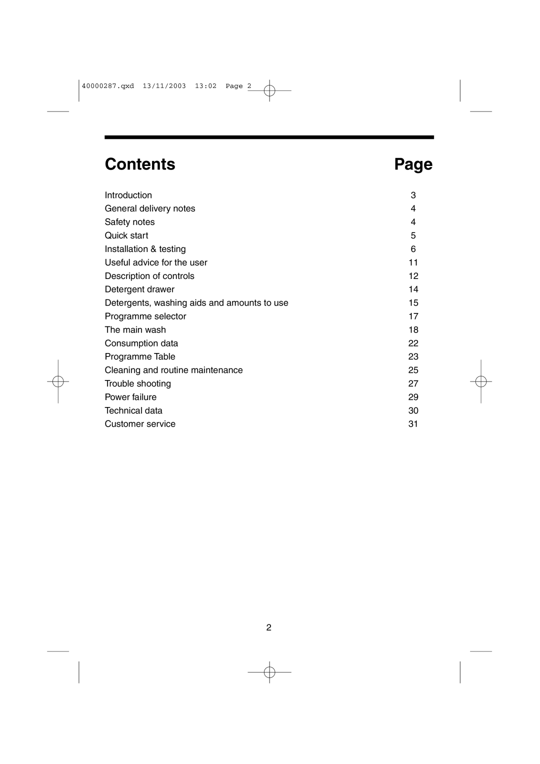 Hoover HF7 160E manual Contents 