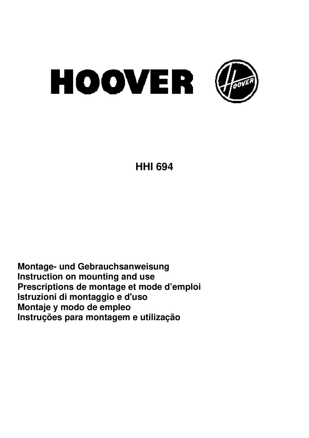 Hoover HHI 694 manual Hhi 