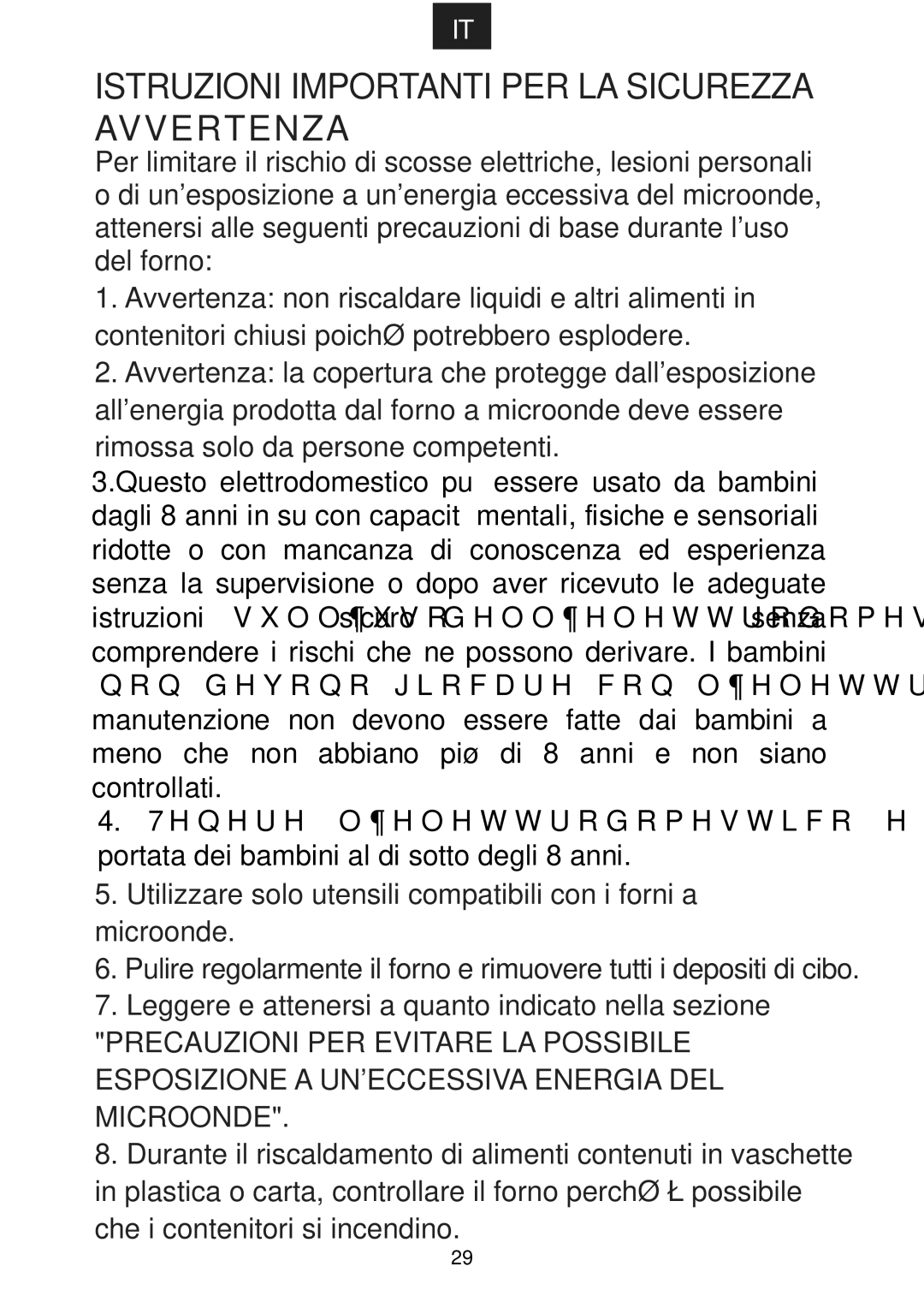 Hoover HMC440TX manual Istruzioni Importanti PER LA Sicurezza Avvertenza 