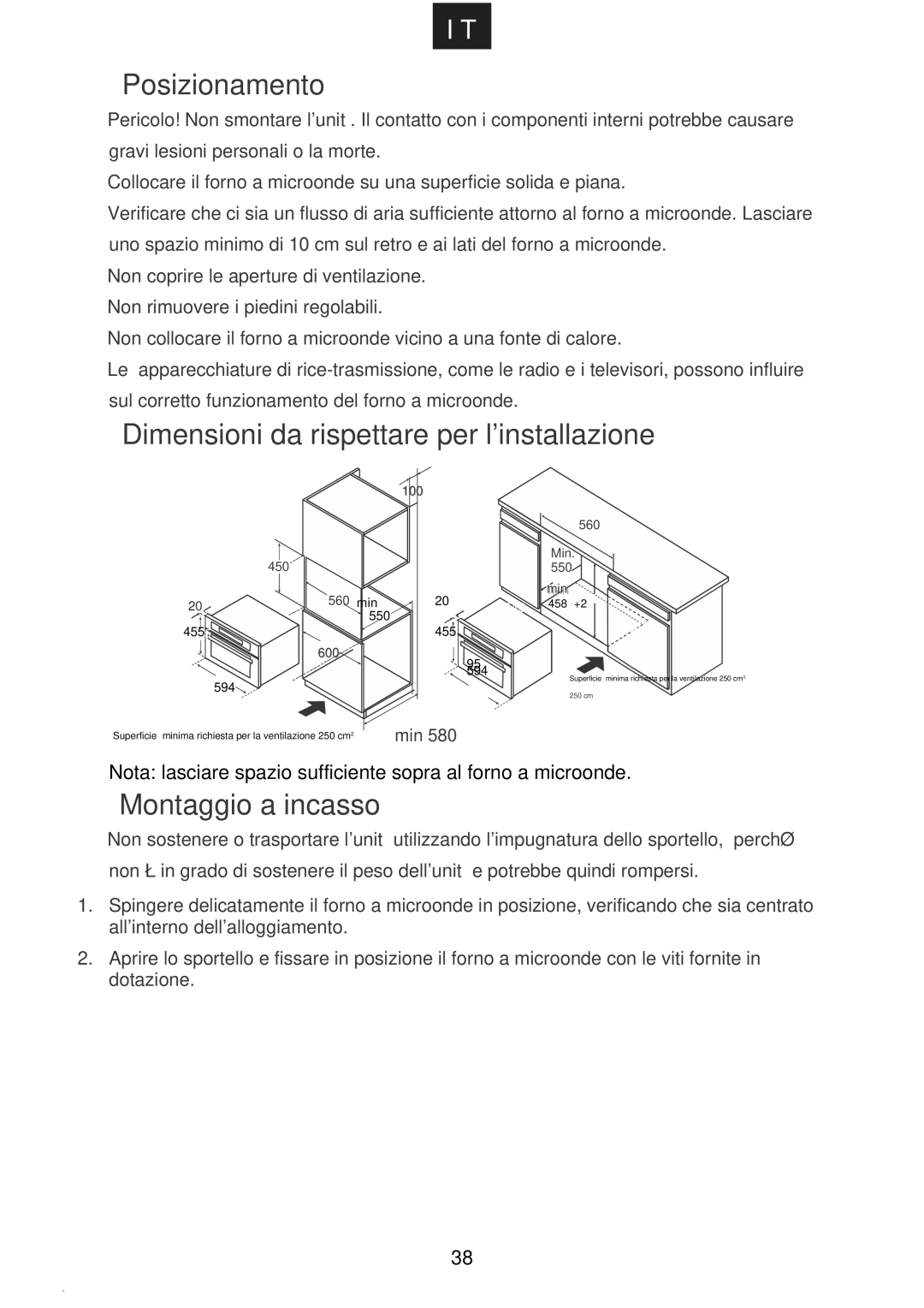 Hoover HMC440TX manual Posizionamento 