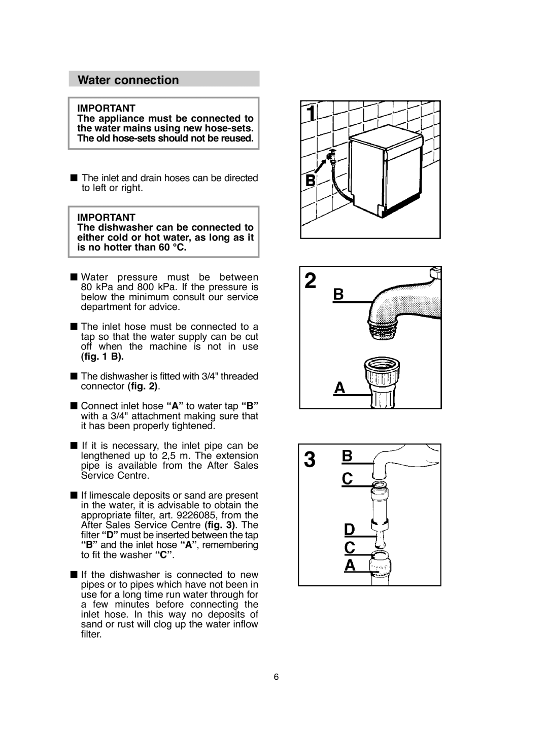 Hoover hoover dishwasher manual Water connection 