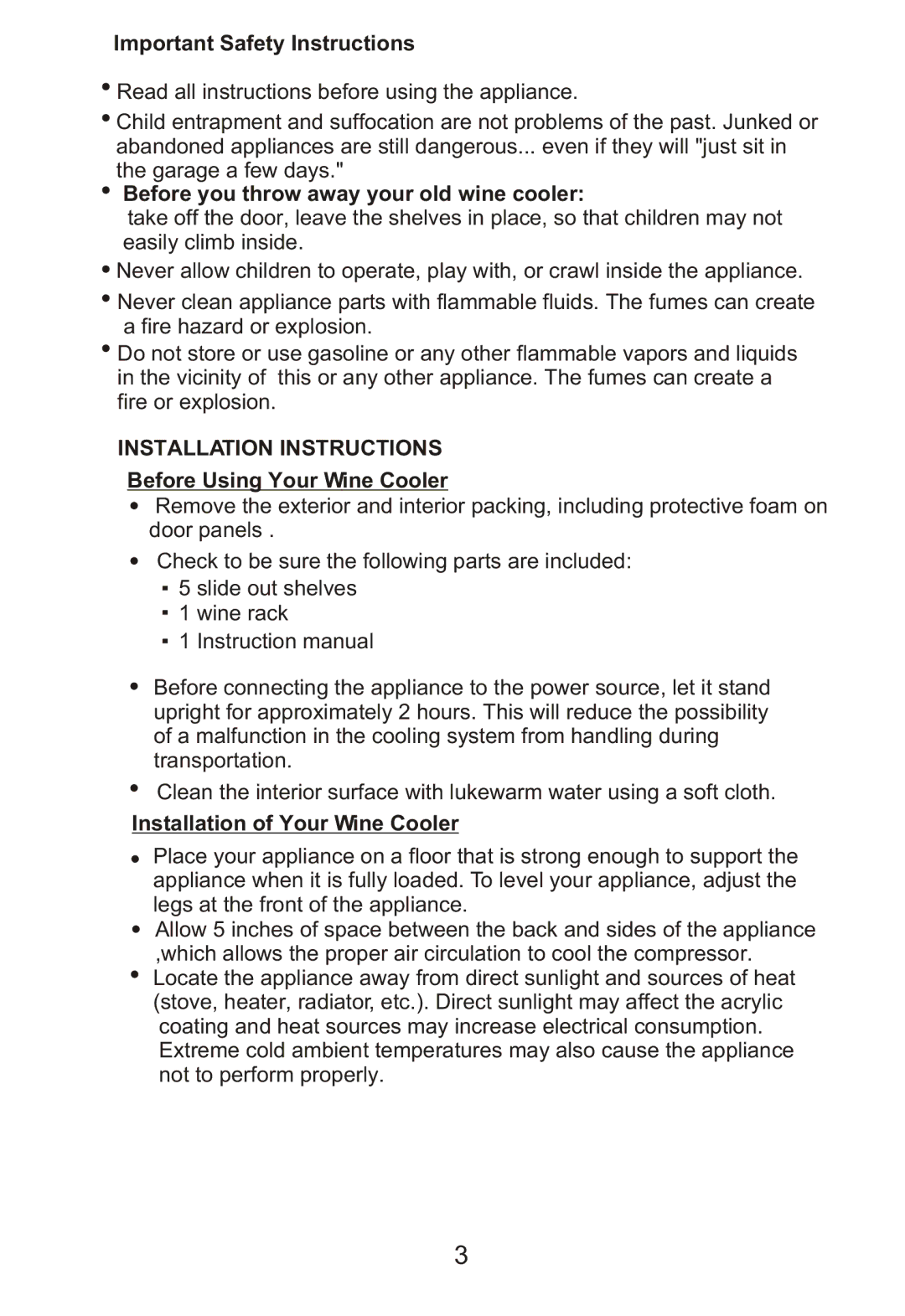 Hoover HWC 2536DL Important Safety Instructions, Before you throw away your old wine cooler, Installation Instructions 