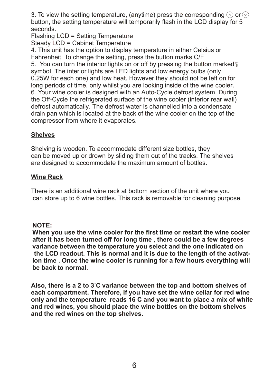 Hoover HWC 2536DL instruction manual Shelves, Wine Rack 