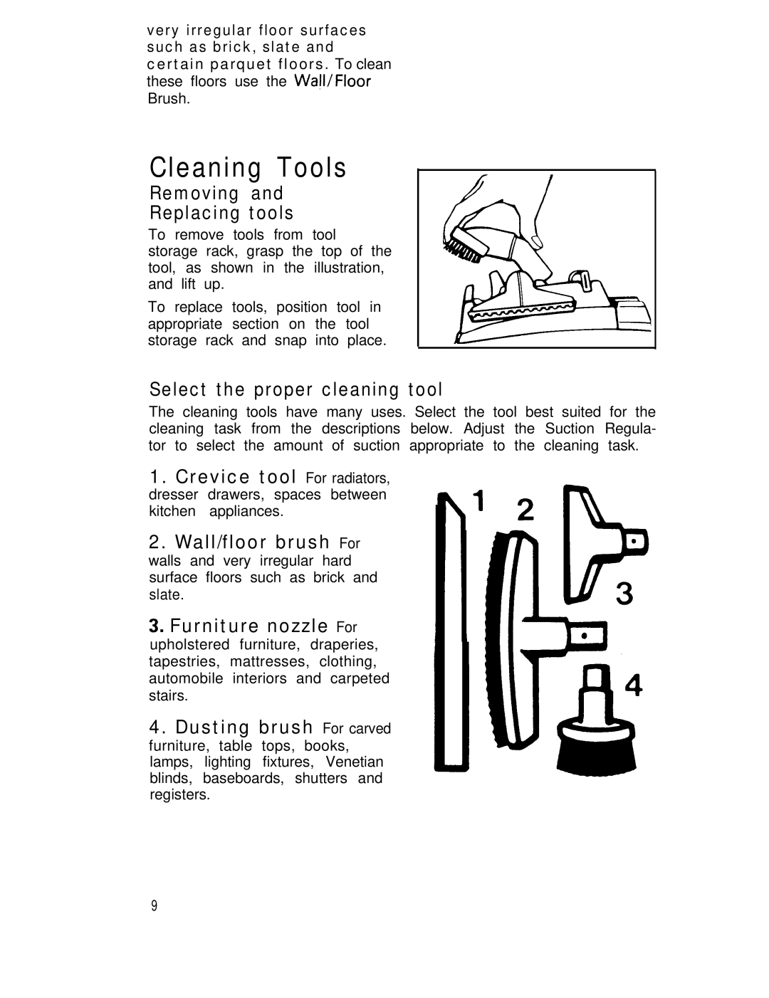 Hoover lV manual Cleaning Tools 